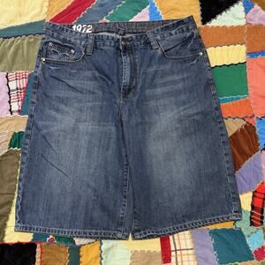 Ecko Unltd Y2K Embroidered Long Baggy Dark Blue Jorts 36W